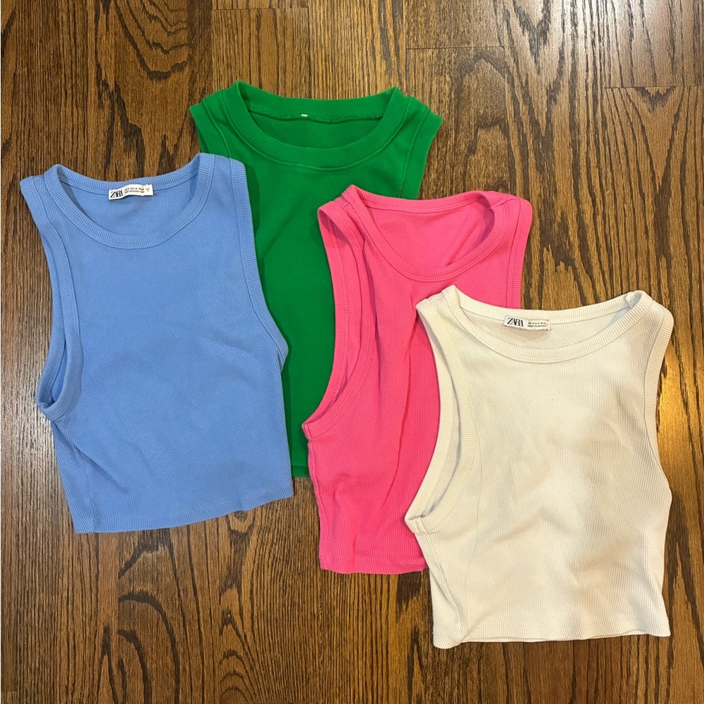 Zara Tank Tops - Blue, Green, Pink, White